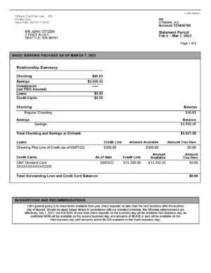 Australia Editable Template 10 Australia Citibank bank statement Word and PDF template, 6 pages