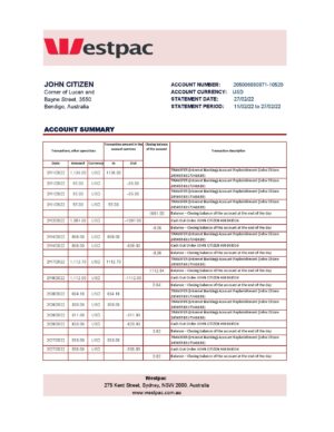 Australia Editable Template 4 Australia Westpac bank statement template in Excel and PDF format