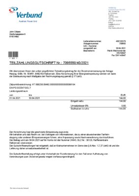 Austria Verbund Austrian Power Grid utility bill template in Word and PDF format
