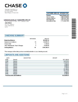 USA Editable Templates 9 USA JP Morgan Chase bank proof of address statement template in Word and PDF format, .doc and .pdf format