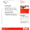 United Kingdom E.ON utility bill template in Word and PDF format, version 3