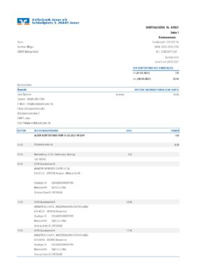 Germany Volksbank Jever statement template in Excel and PDF format
