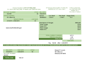 USA Editable Templates 3 USA Michigan water utility bill template in Word and PDF (.doc and .pdf) format