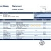 Republic of Ireland Ulster Bank statement easy to fill template in Excel and PDF format