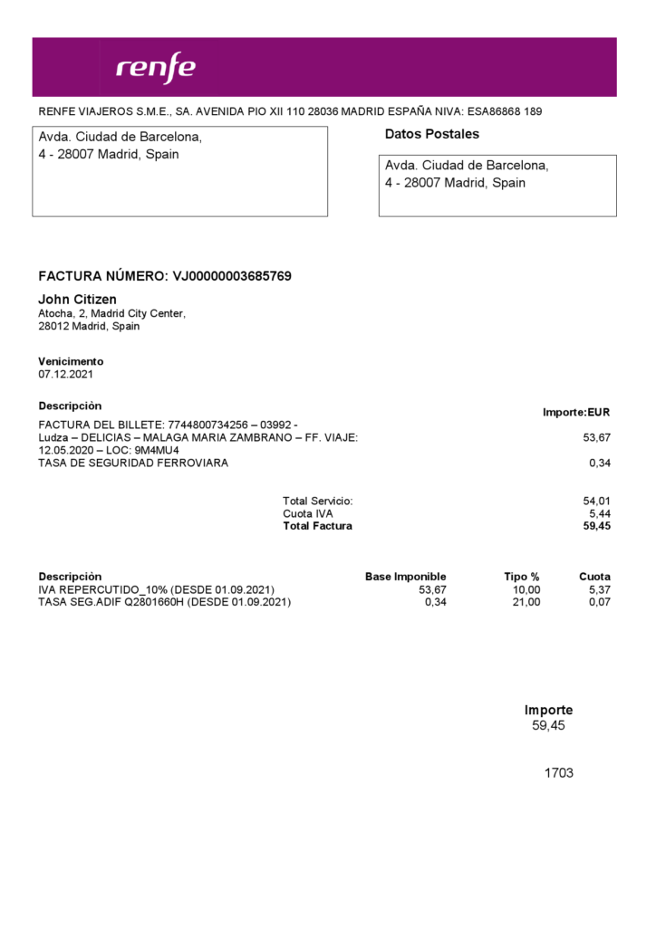 Latvia Renfe utility bill template in Word and PDF format
