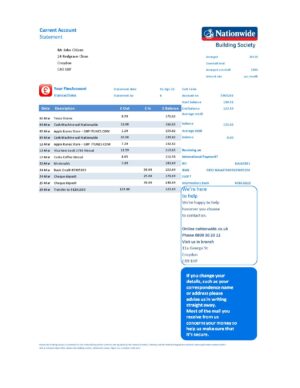 England Editable Templates 12 United Kingdom Nationwide bank statement template in Excel and PDF file format