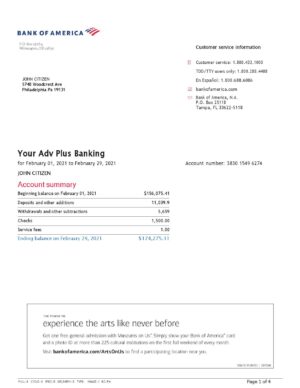 USA Editable Templates 4 USA Bank of America bank statement template in Word and PDF format (4 pages), version 3