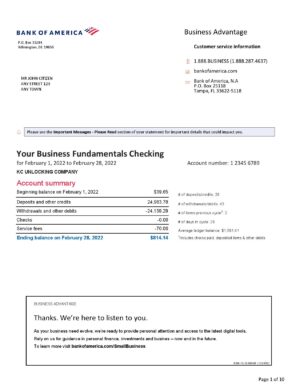 USA Editable Templates 8 USA Bank of America bank statement, Word and PDF template, 10 pages