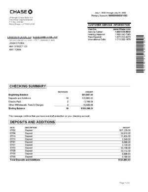 USA Editable Templates 14 USA Chase bank statement Word and PDF template, 4 pages
