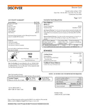 USA Editable Templates 10 USA Discover bank credit card statement template in Word and PDF format (2 pages)