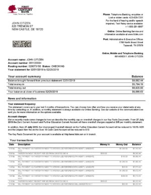 USA Editable Templates 11 USA First Century bank proof of address statement template in Word and PDF format (.doc and .pdf)