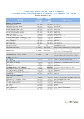 USA JP Morgan bank statement Word and PDF template, 2 pages, version 2
