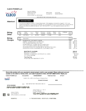 USA Editable Templates 1 USA Louisiana Cleco Power electricity utility bill template in Word and PDF format