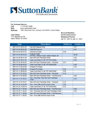 USA Editable Templates 12 USA Ohio Sutton bank statement template in Word and PDF format