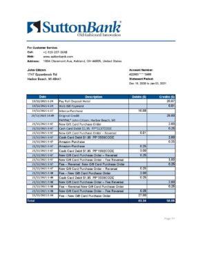 USA Editable Templates 13 USA Ohio Sutton Bank statement template in .xls and .pdf file format
