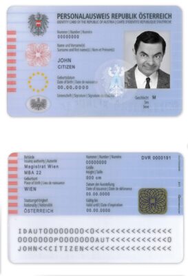 Austria ID template in PSD format, fully editable, with all fonts