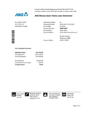 Australia Editable Template 10 Australia ANZ proof of address bank statement template in Excel and PDF format