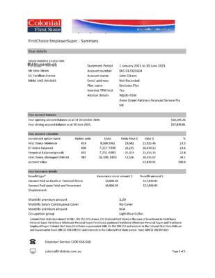 Australia Colonial First State Bank statement template in Excel and PDF format, fully editable
