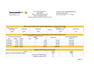 Australia Editable Template 15 Australia Commonwealth Account Bank statement template in Excel and PDF format, fully editable