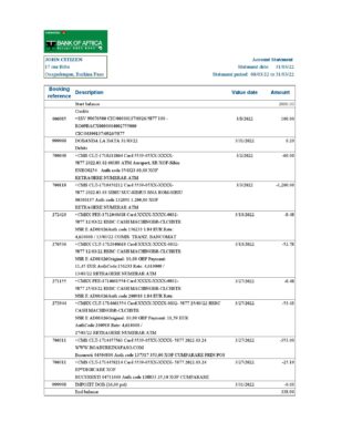 Burkina Faso Bank of Africa bank statement Excel and PDF template, fully editable (AutoSum)