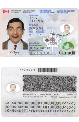 Canada Permanent resident card template in PSD format, fully editable