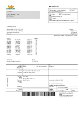 Finland Nuorisosäätiö Youth Foundation bill template in Word format
