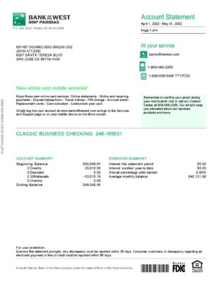 France BNP bank statement Word and PDF template, 4 pages