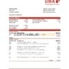 Guinea UBA Bank statement template in Excel and PDF format