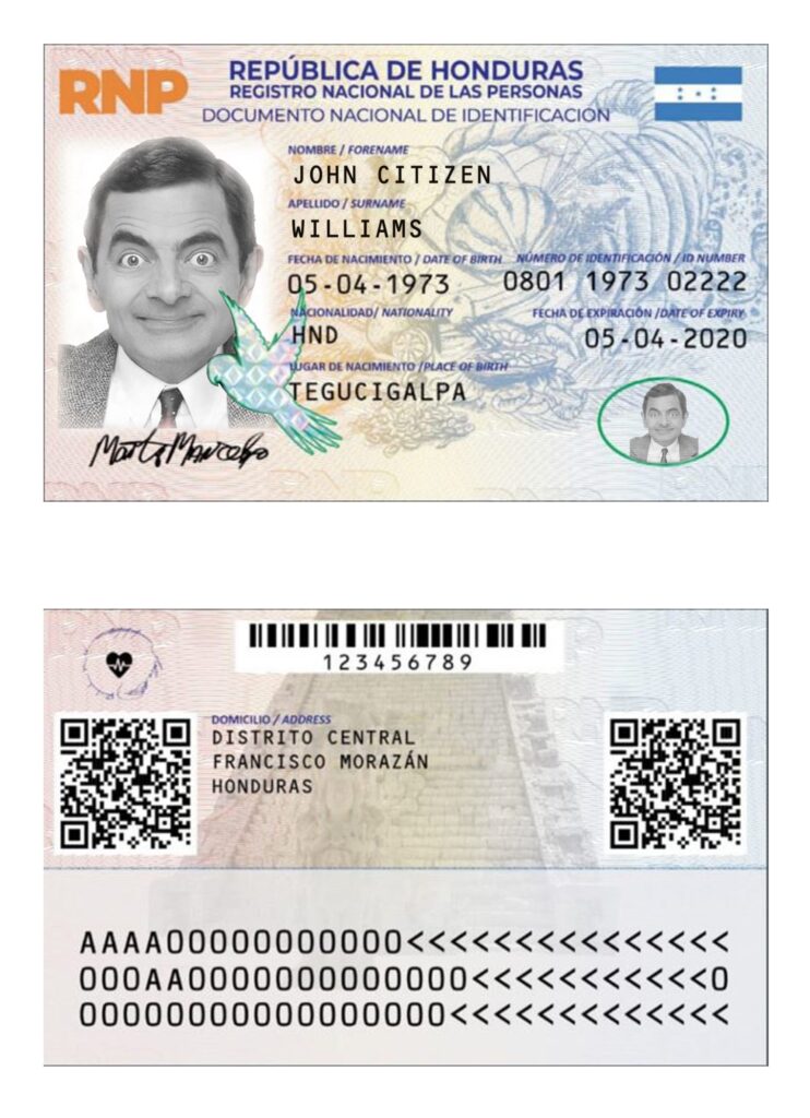 Honduras identity card PSD template, with fonts, version 2