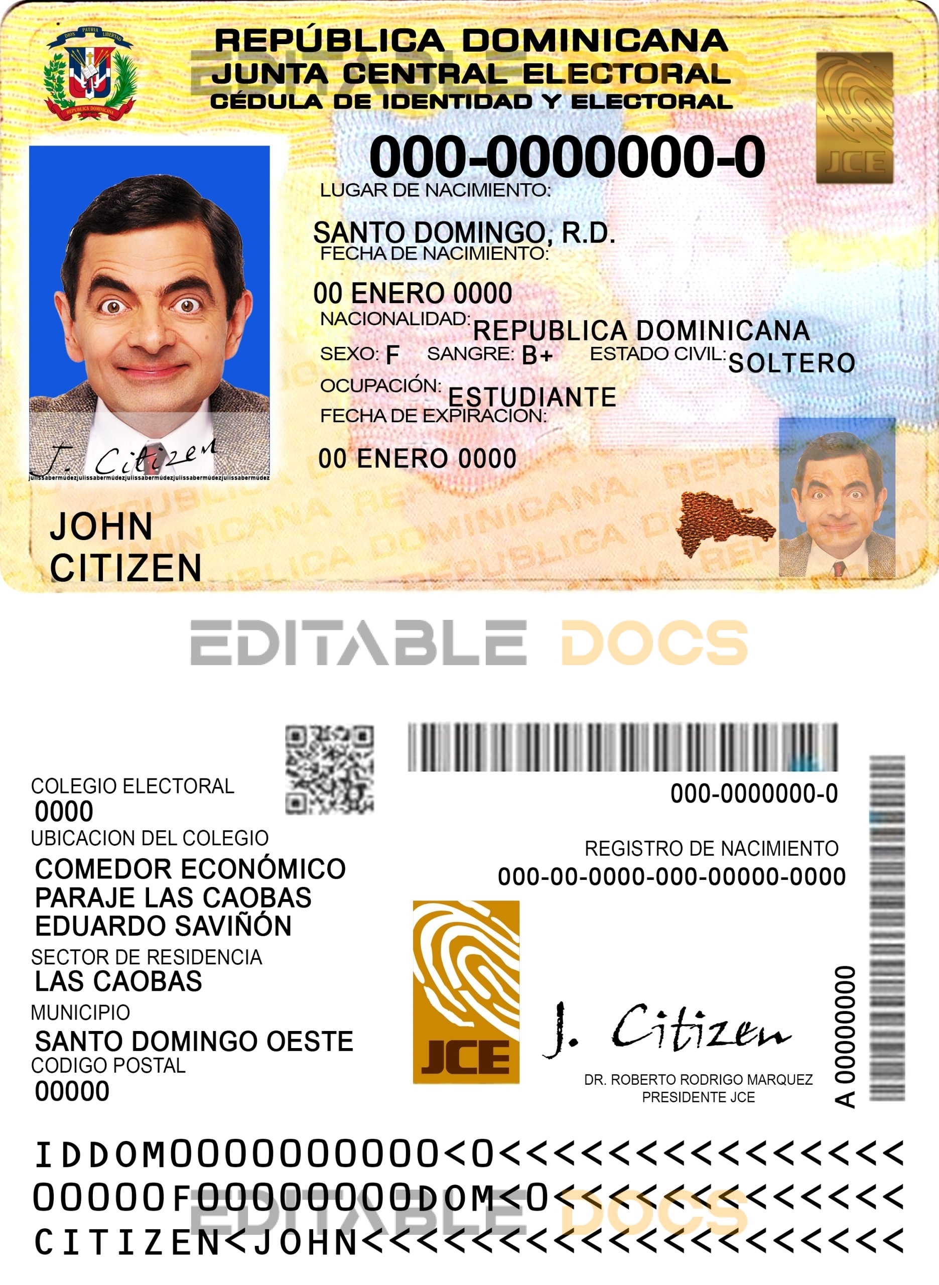 Dominican Republic ID template in PSD format