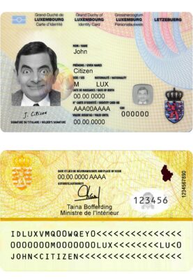 Luxembourg ID template in PSD format