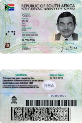 South Africa ID template in PSD format, fully editable (2013 – present)