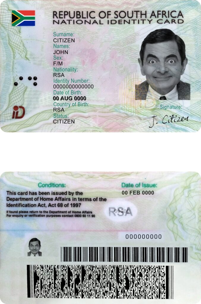 South Africa ID template in PSD format, fully editable (2013 – present)