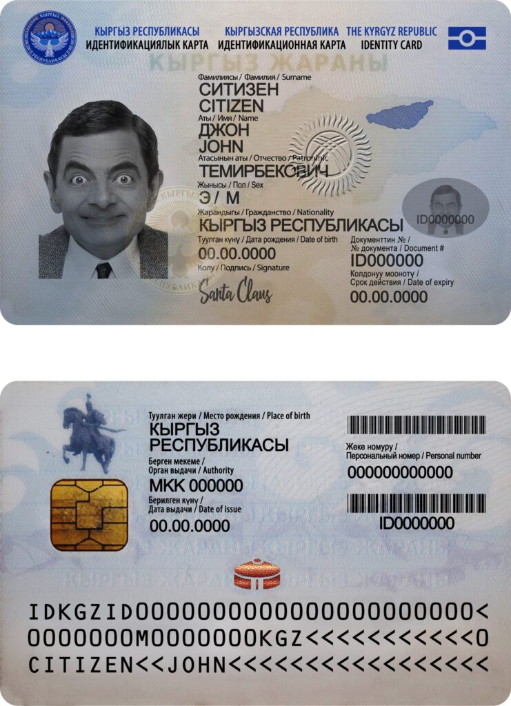 Kyrgyzstan ID template in PSD format, fully editable