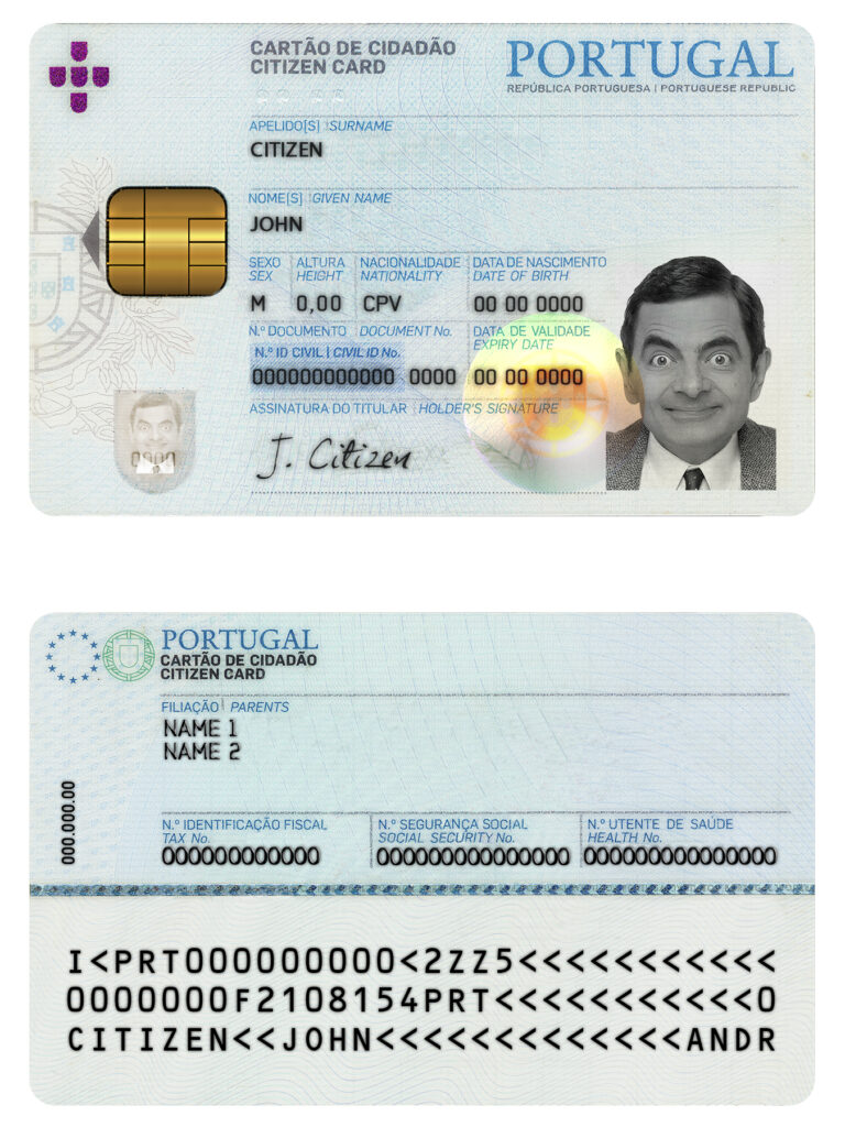 Portugal ID template in PSD format