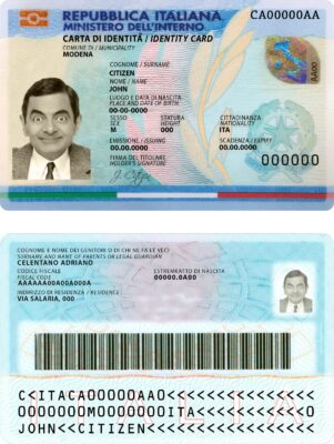 Italy ID template in PSD format, fully editable, with all fonts (2016 – present)