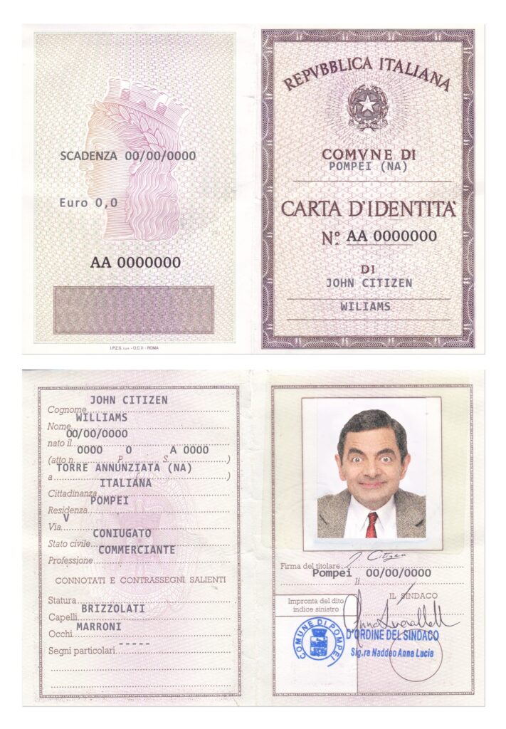 Italy Identity Card (La Carta D’Identita’ Italiana) template in PSD format, fully editable