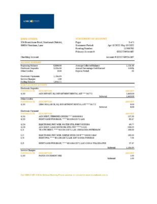 Laos LCNB bank statement Excel and PDF template