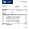 Liberia Global Bank statement template in Word and PDF format