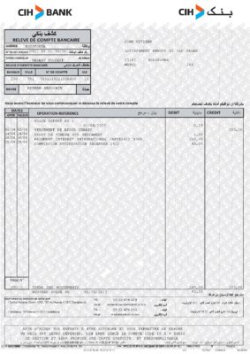 Morocco CIH bank statement Word and PDF template