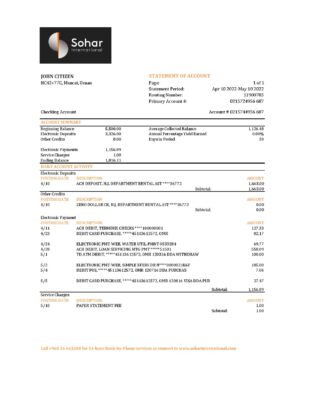 Oman Sohar International bank statement Excel and PDF template