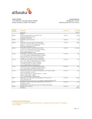 Pakistan Editable Templates 9 Pakistan Al Baraka bank statement Excel and PDF template