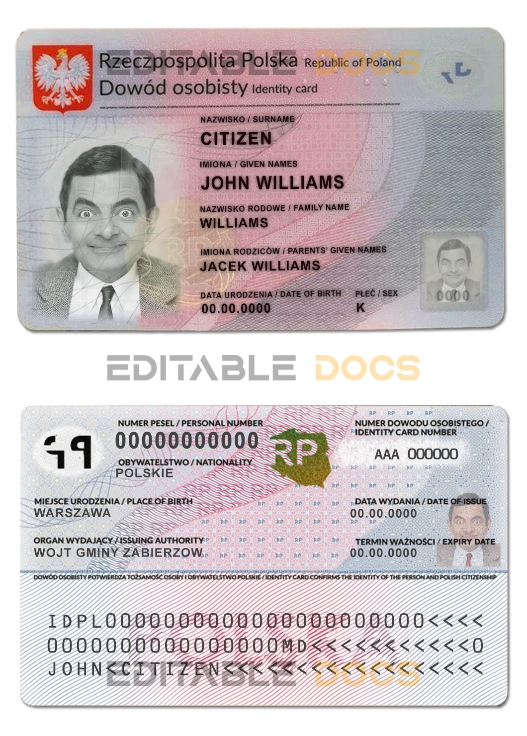 Poland ID template in PSD format, fully editable (2021 – present)