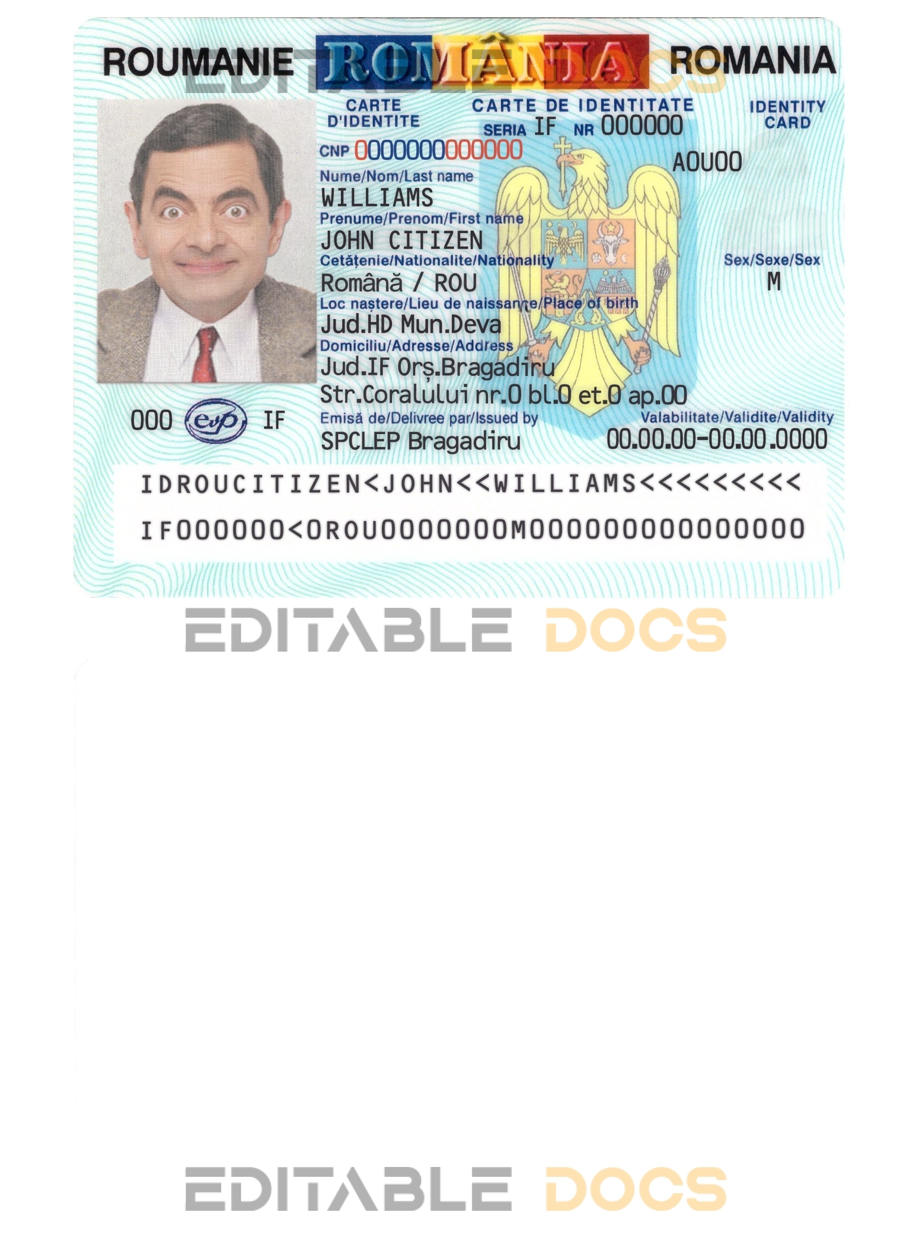 Romania ID template in PSD format, fully editable