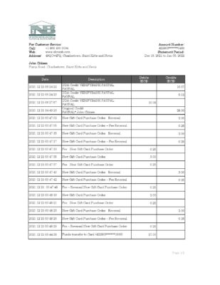 Saint Kitts and Nevis SKNA bank statement, Excel and PDF template