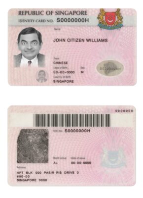 Singapore identity card PSD template, completely editable