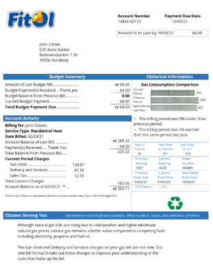 Sweden Fitol gas utility bill template in Word and PDF format