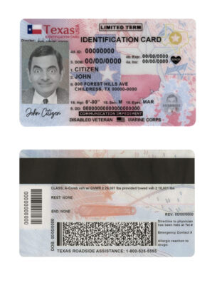 USA Texas state ID card template in PSD format, fully editable (2020 – present)