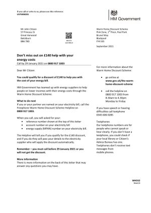 England Editable Templates 1 United Kingdom HM Government Warm Home Energy utility bill template in Word and PDF format