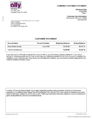 USA Editable Templates 6 USA Ally Bank statement template in Word and PDF format (4 pages)